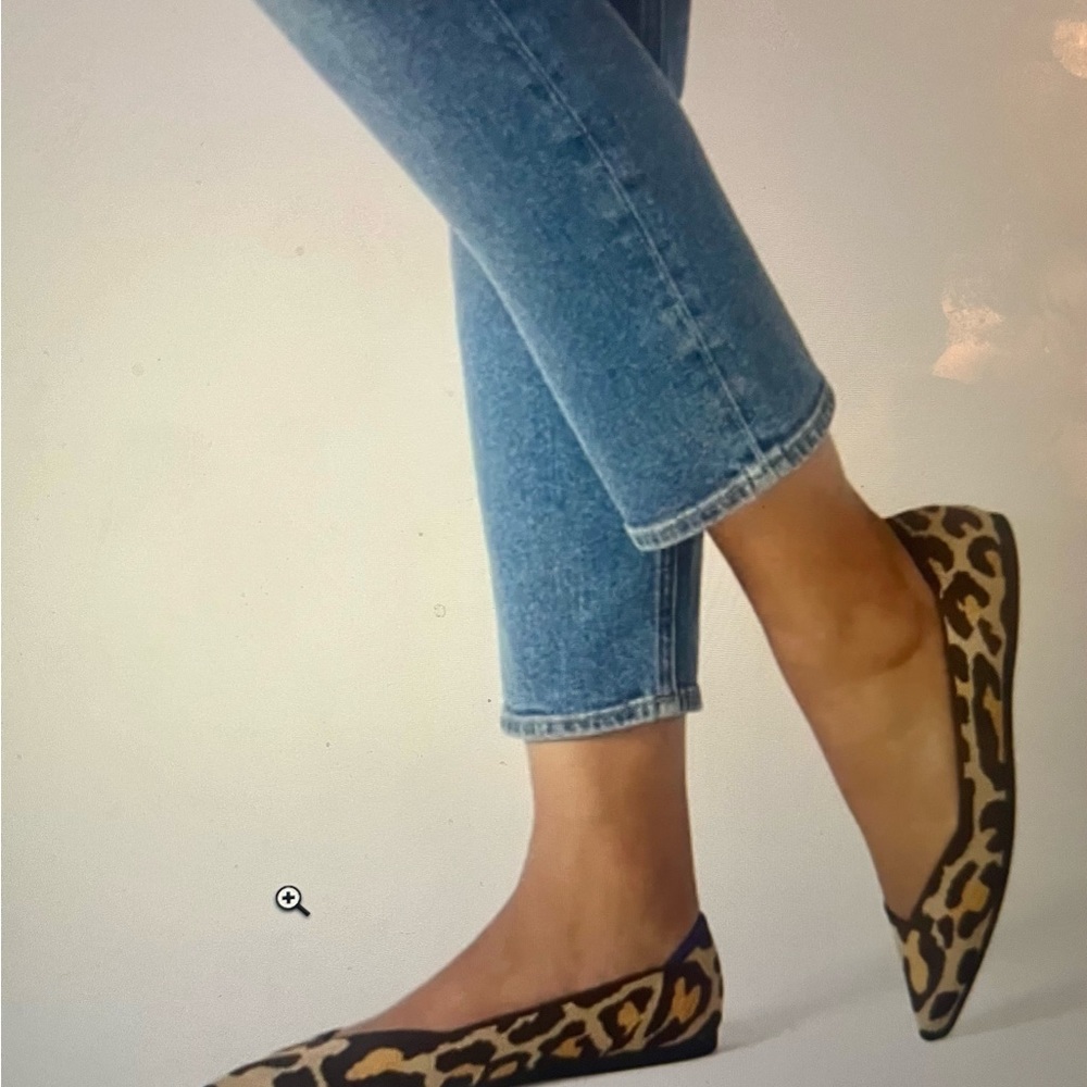 Rothys Big Cat The Point Textile Slip On Ballet Flat EU 38.5 US 8 Leopard - Picture 2 of 5